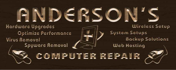 ADVPRO Name Personalized Computer Repair Shop Display 3D Engraved Wooden Sign wpc0091-tm - Brown