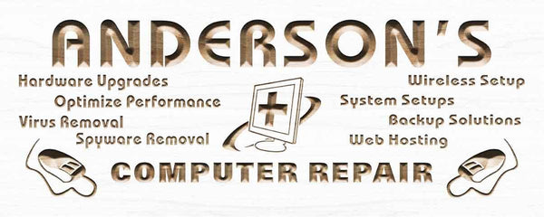 ADVPRO Name Personalized Computer Repair Shop Display 3D Engraved Wooden Sign wpc0091-tm - White