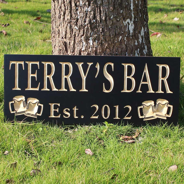 ADVPRO Name Personalized BAR with Established Date Beer Cups Mugs Man Cave 3D Engraved Wooden Sign wpc0097-tm - Details 1