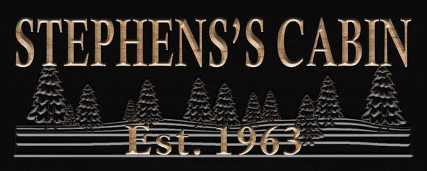 ADVPRO Name Personalized Cabin Tree Established Year Wood Engraved Wooden Sign wpc0099-tm - Black