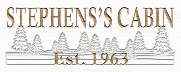 ADVPRO Name Personalized Cabin Tree Established Year Wood Engraved Wooden Sign wpc0099-tm - White