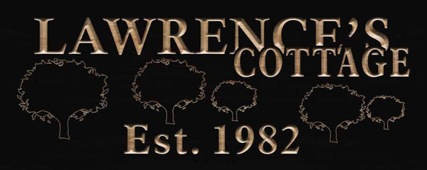 ADVPRO Name Personalized Cottage Tree Established Year Wood Engraved Wooden Sign wpc0100-tm - Black