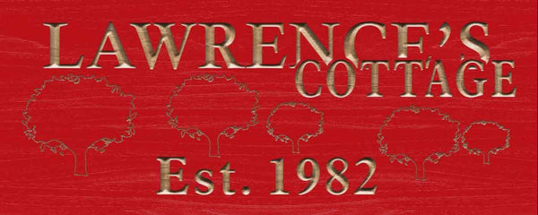 ADVPRO Name Personalized Cottage Tree Established Year Wood Engraved Wooden Sign wpc0100-tm - Red