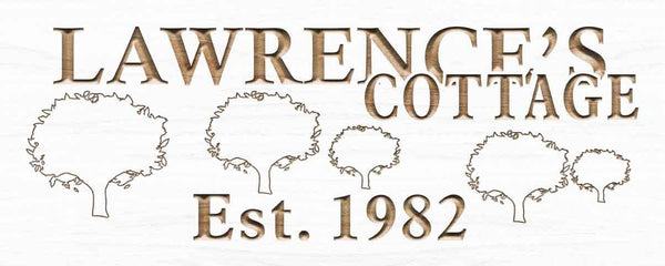 ADVPRO Name Personalized Cottage Tree Established Year Wood Engraved Wooden Sign wpc0100-tm - White