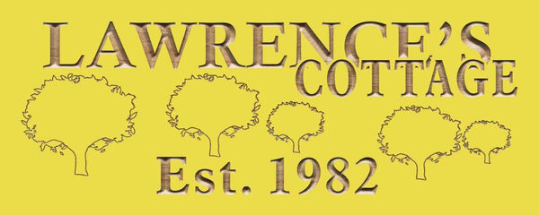 ADVPRO Name Personalized Cottage Tree Established Year Wood Engraved Wooden Sign wpc0100-tm - Yellow