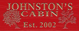 ADVPRO Name Personalized Cabin Big Tree Established Date Wood Engraved Wooden Sign wpc0101-tm - Red