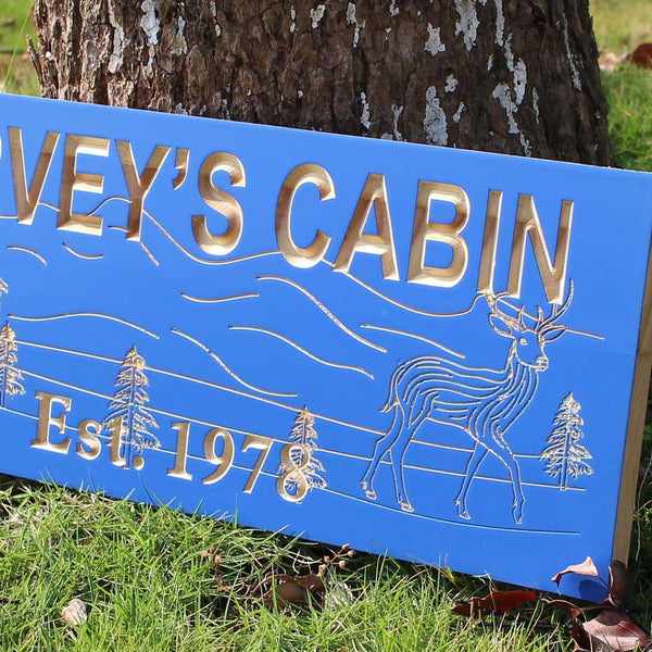 ADVPRO Name Personalized Cabin Forest House Deer Wood Engraved Wooden Sign wpc0102-tm - Details 6