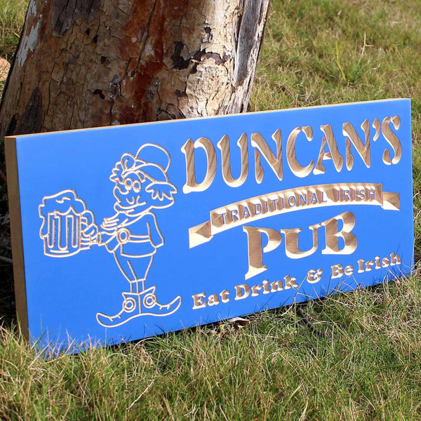 ADVPRO Name Personalized Traditional Irish Pub Beer Bar Wood Engraved Wooden Sign wpc0104-tm - Blue