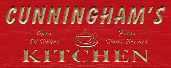 ADVPRO Name Personalized Kitchen Coffee Decor Wood Engraved Wooden Sign wpc0105-tm - Red