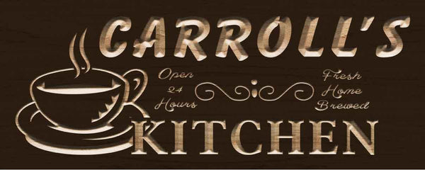 ADVPRO Name Personalized Kitchen Open 24 hrs Decor Wood Engraved Wooden Sign wpc0106-tm - Brown