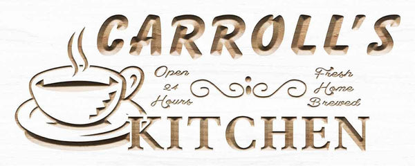 ADVPRO Name Personalized Kitchen Open 24 hrs Decor Wood Engraved Wooden Sign wpc0106-tm - White