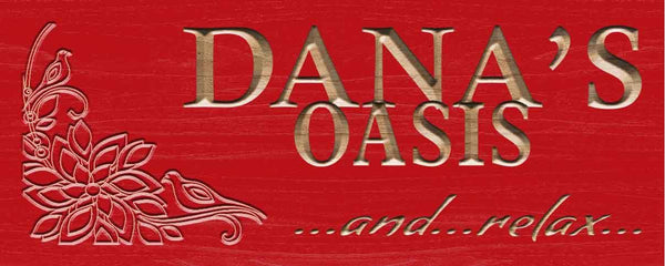 ADVPRO Name Personalized Oasis and Relax Bar Spa Room Decor Woman Room Engraved Wooden Sign wpc0107-tm - Red