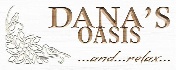 ADVPRO Name Personalized Oasis and Relax Bar Spa Room Decor Woman Room Engraved Wooden Sign wpc0107-tm - White