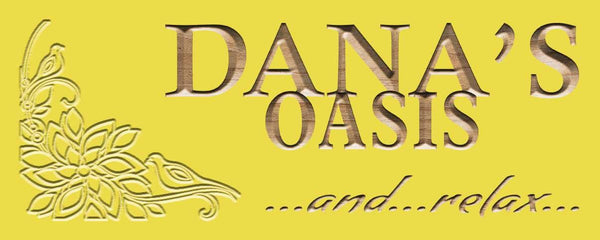 ADVPRO Name Personalized Oasis and Relax Bar Spa Room Decor Woman Room Engraved Wooden Sign wpc0107-tm - Yellow