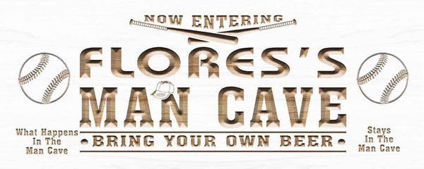 ADVPRO Name Personalized Baseball Man Cave Den Room Wood Engraved Wooden Sign wpc0108-tm - White