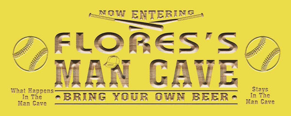 ADVPRO Name Personalized Baseball Man Cave Den Room Wood Engraved Wooden Sign wpc0108-tm - Yellow