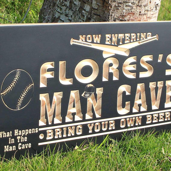 ADVPRO Name Personalized Baseball Man Cave Den Room Wood Engraved Wooden Sign wpc0108-tm - Details 5