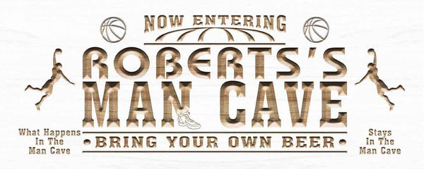 ADVPRO Name Personalized Basketball Man Cave Beer Bar Wood Engraved Wooden Sign wpc0109-tm - White