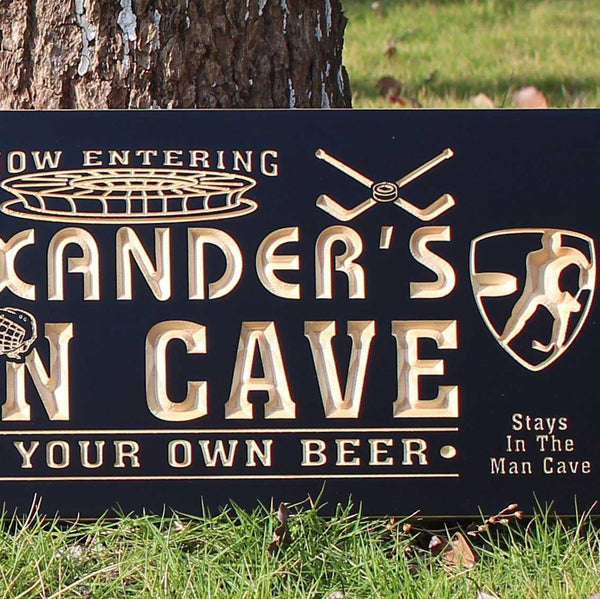 ADVPRO Name Personalized Ice Hockey Man Cave Bar Wood Engraved Wooden Sign wpc0111-tm - Details 4