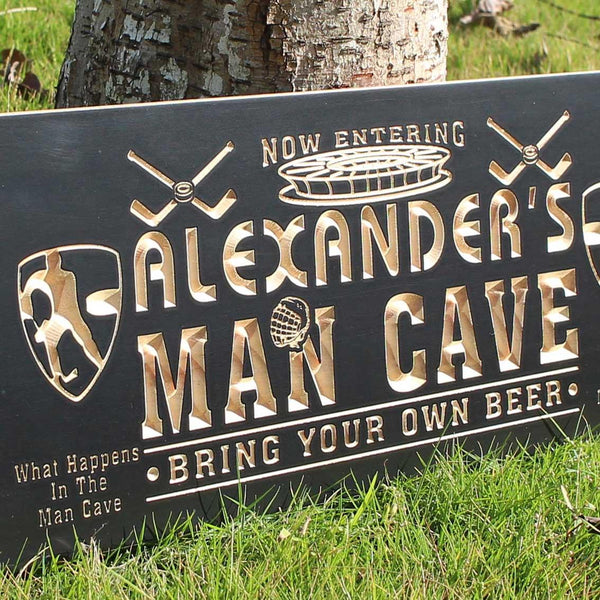 ADVPRO Name Personalized Ice Hockey Man Cave Bar Wood Engraved Wooden Sign wpc0111-tm - Details 5