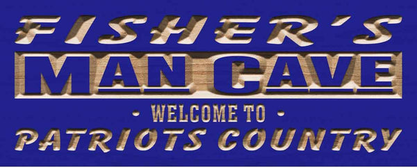 ADVPRO Name Personalized Man Cave Patriots Country Bar Wood Engraved Wooden Sign wpc0112-tm - Blue