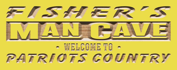 ADVPRO Name Personalized Man Cave Patriots Country Bar Wood Engraved Wooden Sign wpc0112-tm - Yellow