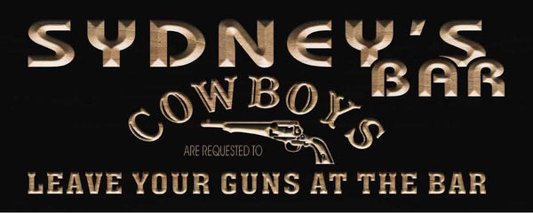 ADVPRO Name Personalized Cowboys Bar Leave Gun Beer Wood Engraved Wooden Sign wpc0113-tm - Black