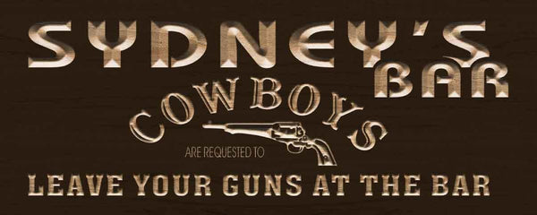 ADVPRO Name Personalized Cowboys Bar Leave Gun Beer Wood Engraved Wooden Sign wpc0113-tm - Brown