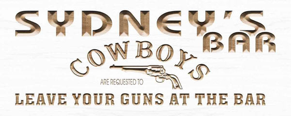 ADVPRO Name Personalized Cowboys Bar Leave Gun Beer Wood Engraved Wooden Sign wpc0113-tm - White