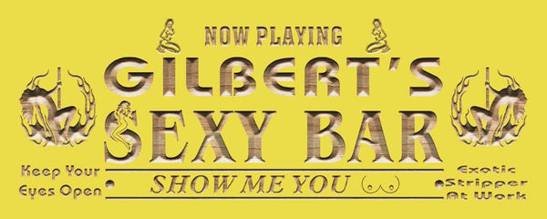 ADVPRO Name Personalized Sexy Bar Dancer Beer Club Wood Engraved Wooden Sign wpc0117-tm - Yellow