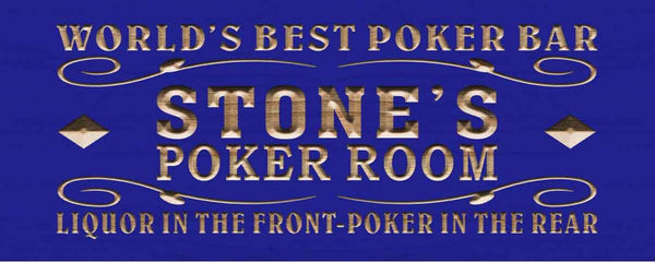 ADVPRO Name Personalized Poker Room Casino Wine Bar Wood Engraved Wooden Sign wpc0119-tm - Blue