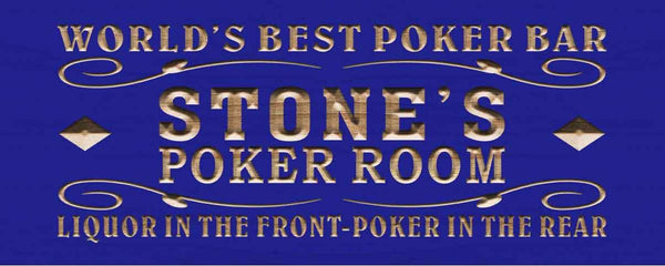 ADVPRO Name Personalized Poker Room Casino Wine Bar Wood Engraved Wooden Sign wpc0119-tm - Blue