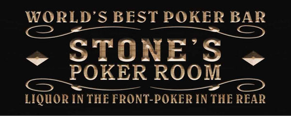 ADVPRO Name Personalized Poker Room Casino Wine Bar Wood Engraved Wooden Sign wpc0119-tm - Black