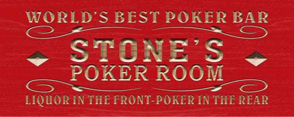 ADVPRO Name Personalized Poker Room Casino Wine Bar Wood Engraved Wooden Sign wpc0119-tm - Red