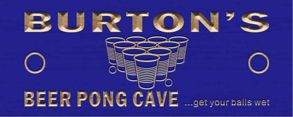 ADVPRO Name Personalized Beer Pong Cave Beer Bar Pub Wood Engraved Wooden Sign wpc0122-tm - Blue