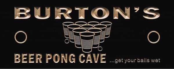ADVPRO Name Personalized Beer Pong Cave Beer Bar Pub Wood Engraved Wooden Sign wpc0122-tm - Black