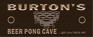 ADVPRO Name Personalized Beer Pong Cave Beer Bar Pub Wood Engraved Wooden Sign wpc0122-tm - Brown