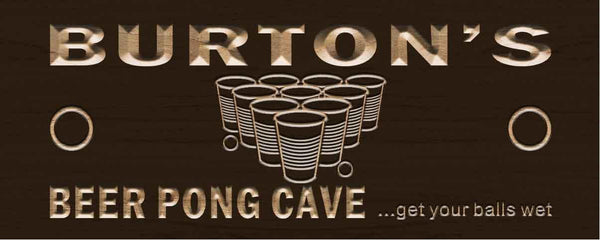 ADVPRO Name Personalized Beer Pong Cave Beer Bar Pub Wood Engraved Wooden Sign wpc0122-tm - Brown