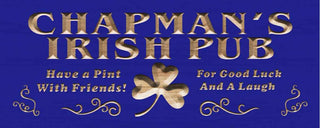 ADVPRO Name Personalized Irish Pub Shamrock Wood Engraved Wooden Sign wpc0125-tm - Blue