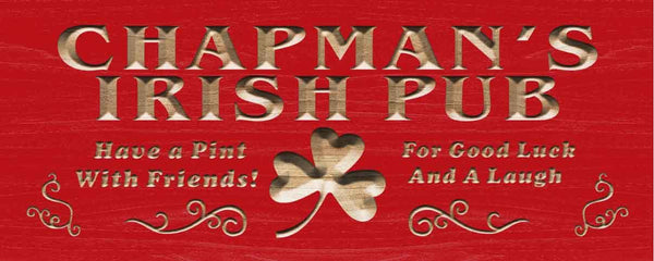 ADVPRO Name Personalized Irish Pub Shamrock Wood Engraved Wooden Sign wpc0125-tm - Red