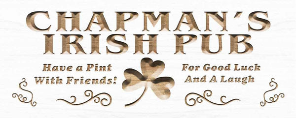 ADVPRO Name Personalized Irish Pub Shamrock Wood Engraved Wooden Sign wpc0125-tm - White