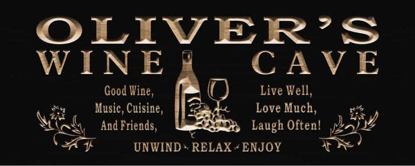 ADVPRO Name Personalized Wine Cave VIP Room Wood Engraved Wooden Sign wpc0126-tm - Black