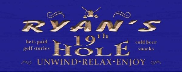 ADVPRO Name Personalized 19th Hole Golf Sport Wood Engraved Wooden Sign wpc0131-tm - Blue