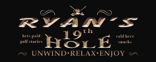 ADVPRO Name Personalized 19th Hole Golf Sport Wood Engraved Wooden Sign wpc0131-tm - Black