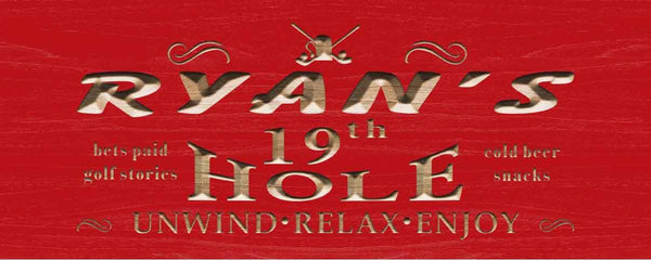 ADVPRO Name Personalized 19th Hole Golf Sport Wood Engraved Wooden Sign wpc0131-tm - Red