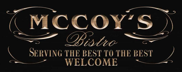 ADVPRO Name Personalized Bistro Welcome Wood Engraved Wooden Sign wpc0136-tm - Black