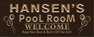 ADVPRO Name Personalized Pool Room Welcome Bar Wood Engraved Wooden Sign wpc0138-tm - Brown