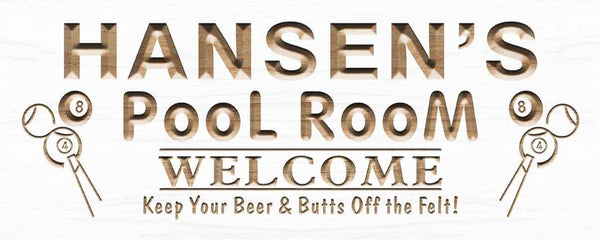 ADVPRO Name Personalized Pool Room Welcome Bar Wood Engraved Wooden Sign wpc0138-tm - White