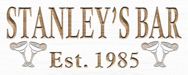 ADVPRO Name Personalized Home Bar with Year of Established Wood Engraved Wooden Sign wpc0140-tm - White