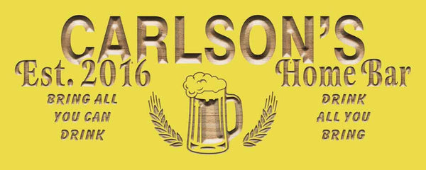 ADVPRO Name Personalized Home Bar with Established Year Wood Engraved Wooden Sign wpc0148-tm - Yellow